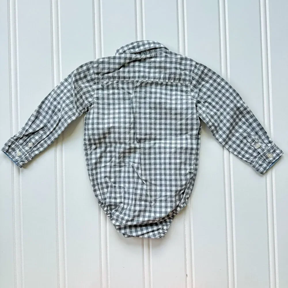 Carter’s Toddler Boys Button Down Plaid Cotton Onesie Bodysuit